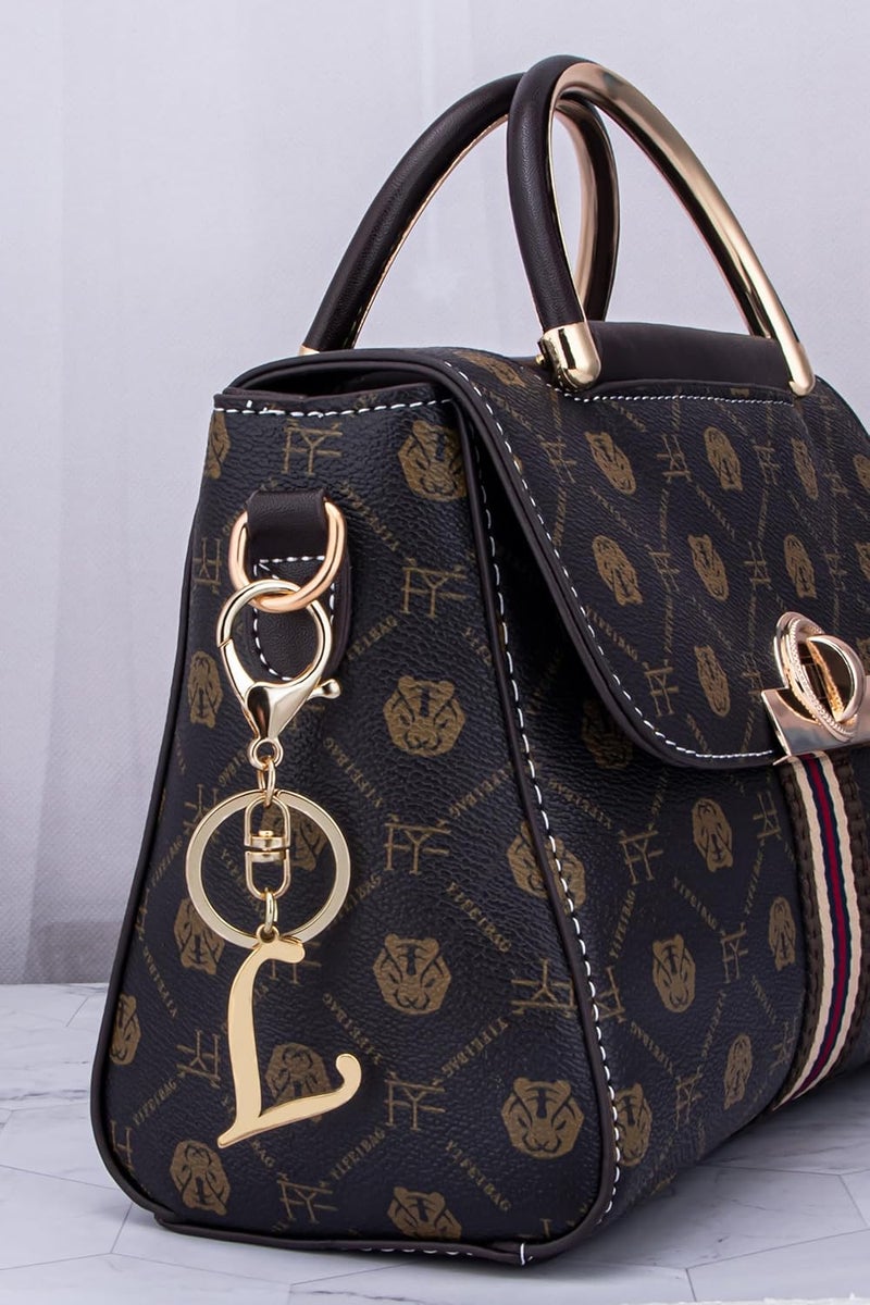 Suweibuke Cute Stainless Steel Gold Initial Letter Keychain for Women Girl, Charms for Key Handbag Backpack Bag, Personalized Gift - Image 4